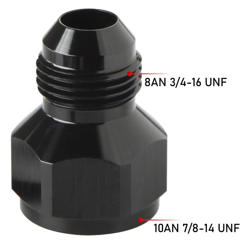 Podavelle 10AN Female to 8AN Male Flare Reducer Fitting Adapter Aluminum Black - Image 2